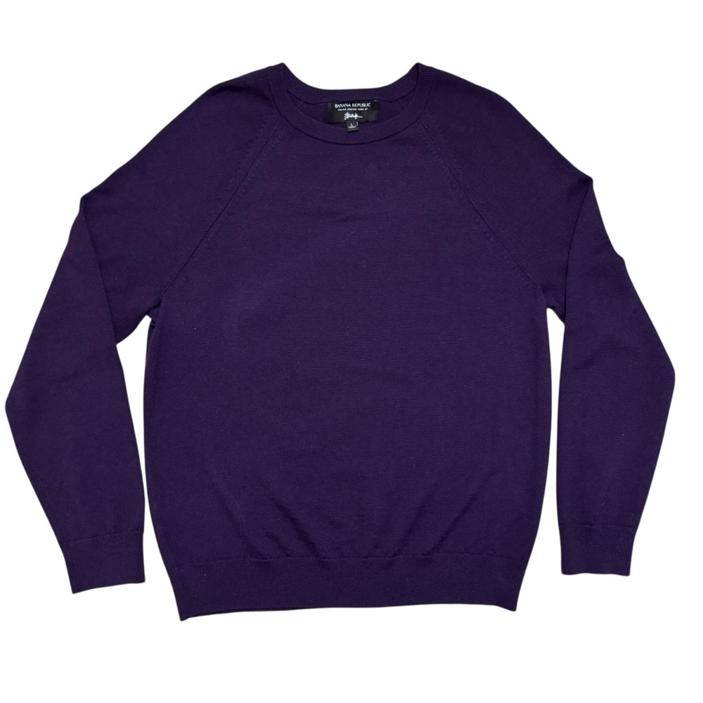 Banana Republic Italian Merino Wool Yarn by Baruffa Purple Sweater Size Large